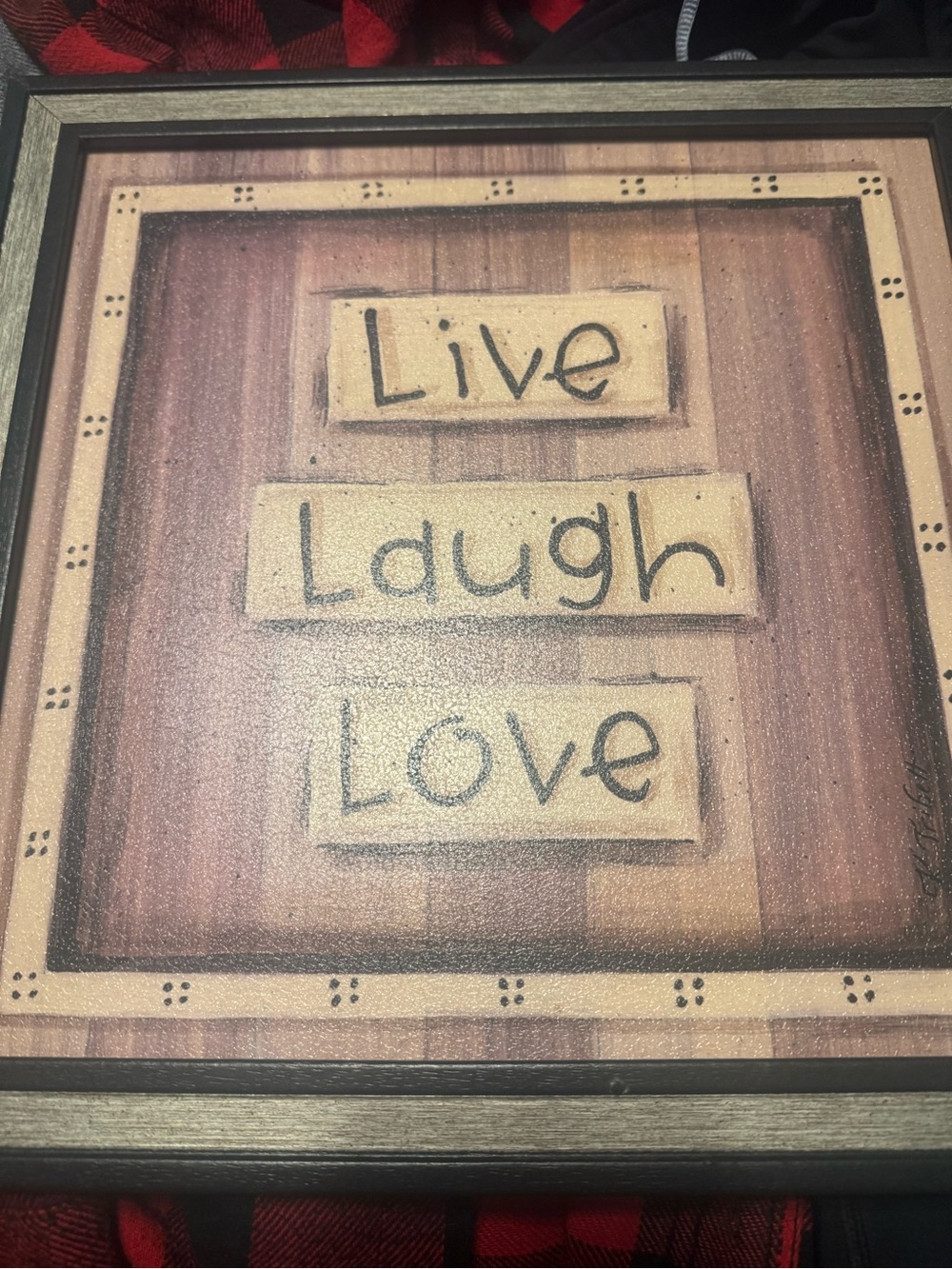 Live Laugh Love” Framed Wall Art — Rustic Farmhouse Decor, Two-Tone Frame